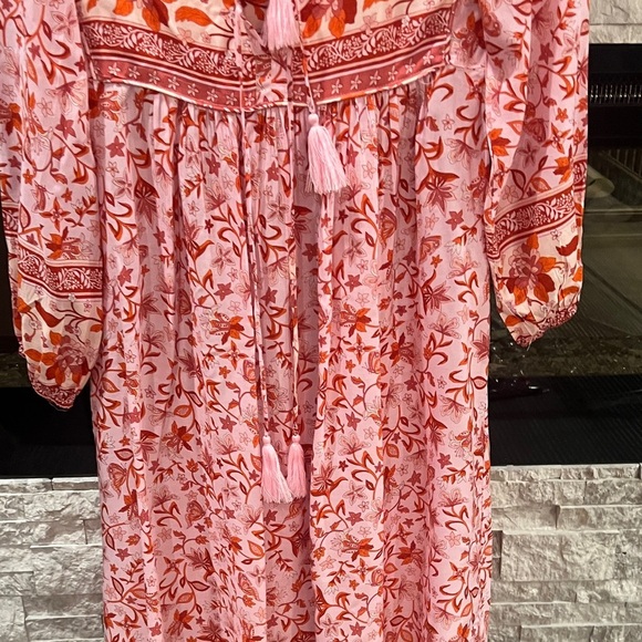 NWT R Vivimos pink floral long sleeve midi dress size 2 - Picture 8 of 15